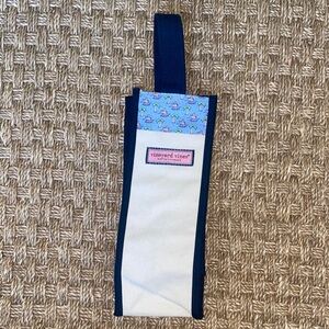 Vineyard Vines Santa Marlin Palm Trees canvas with silk Wine Tote